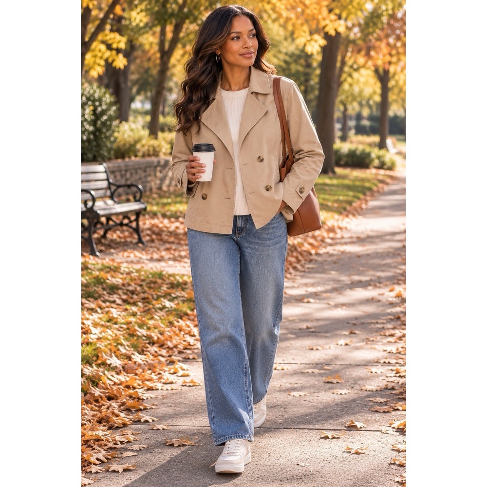 Pact Boulevard Brushed Twill Double-Breasted Jacket Organic Cotton Small NWT